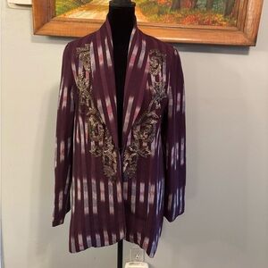 Soft Surroundings Women's Plum Crystal Embellished Fully Lined Blazer Size M